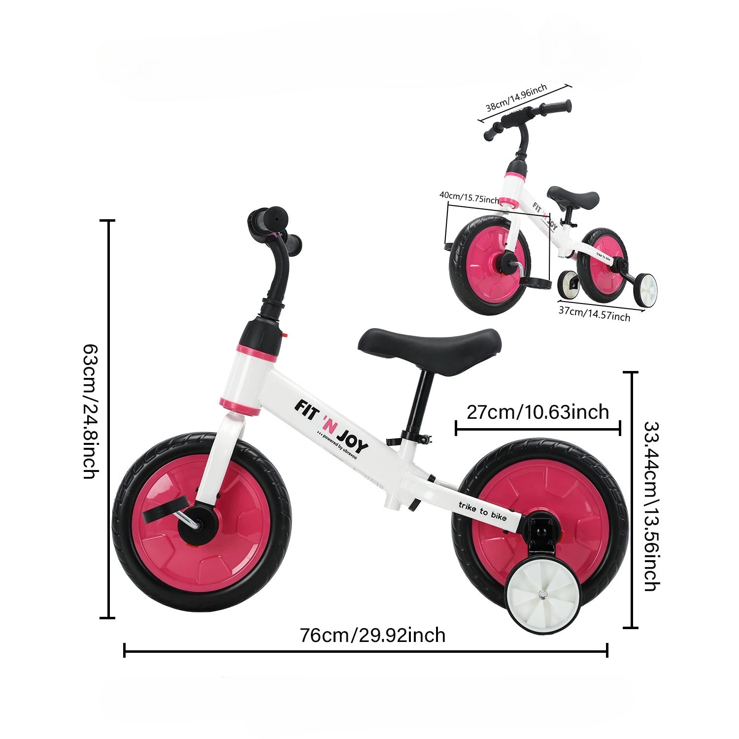 Fit n’ Joy 4-i-1 Balanscykel för Barn 2–6 År