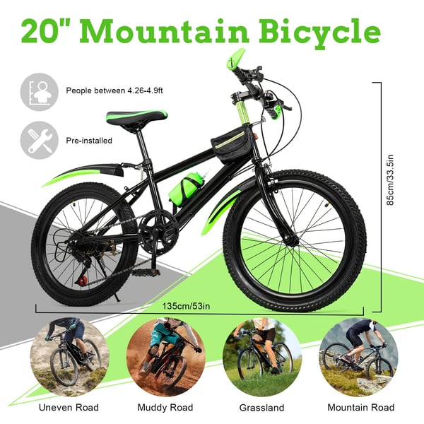 Barncykel 20 Tum Mountainbike med 7 Växlar