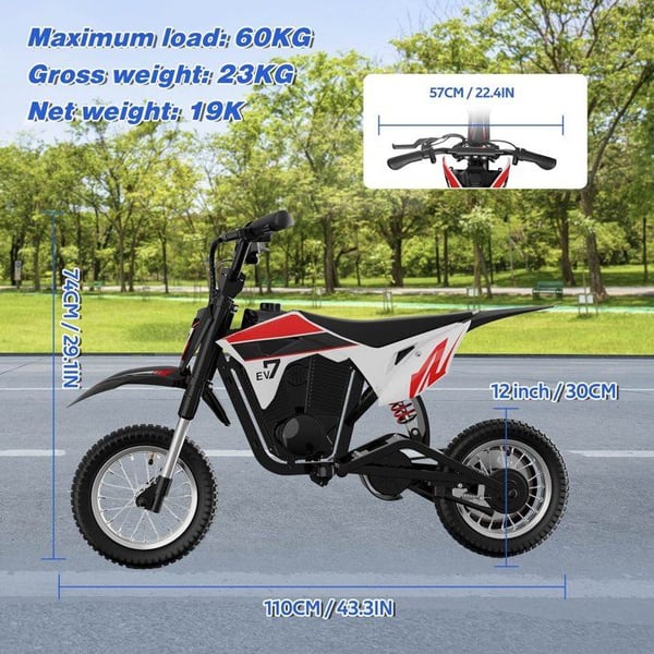 Elektrisk Crossmotor för Barn 300W 12 Tum